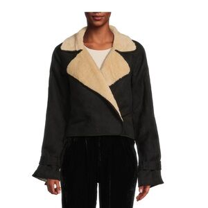 Vintage Havana Sued Faux-Shearling Cropped Jacket